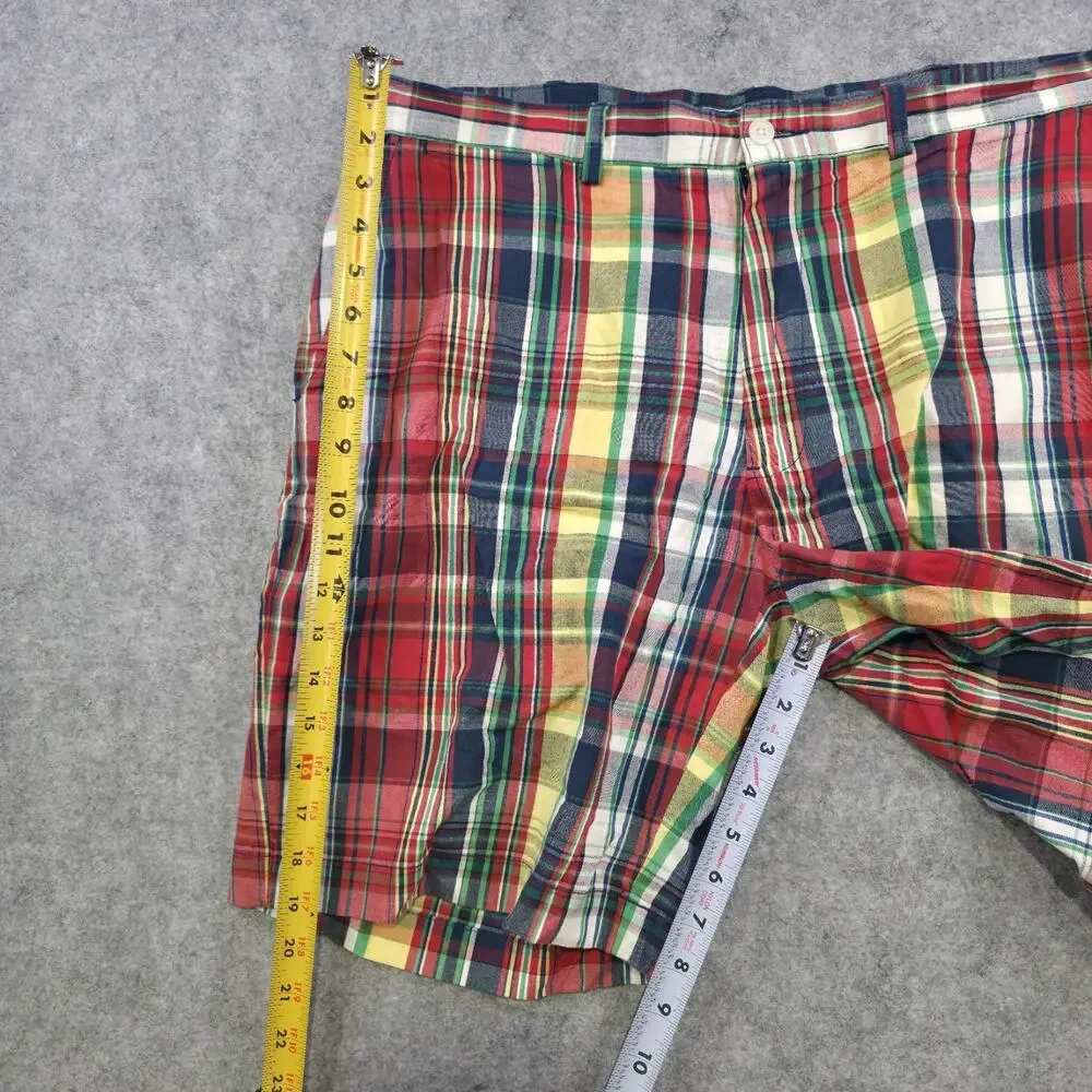 VTG Polo Ralph Lauren Shorts Mens 36 Multicolor Madras Plaid Cotton‎ Flat Front